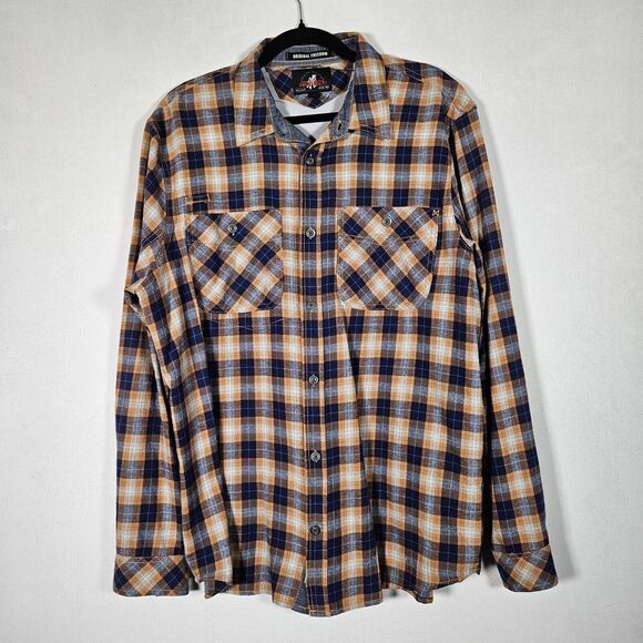 Gramicci Mens L Stance Multicolor‎ Plaid Flannel Button Up L/S Hike Lightweight - Picture 1 of 12
